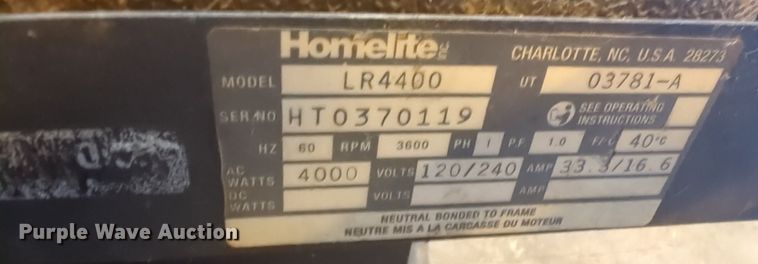 image for item MY9920 Homelite LR4400  generator