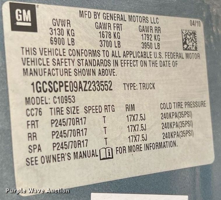 image for item NA9111 2010 Chevrolet Silverado 1500  Ext. Cab pickup truck