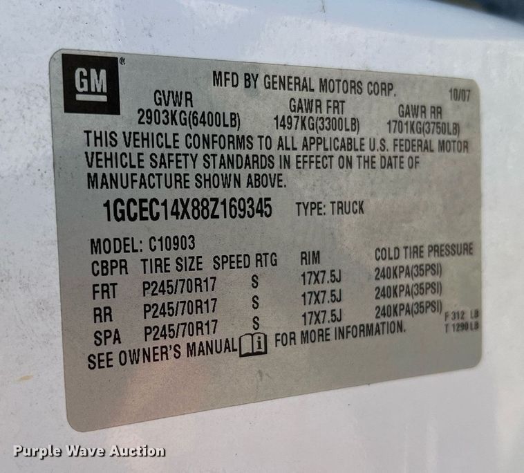 image for item NA9112 2008 Chevrolet Silverado 1500  pickup truck