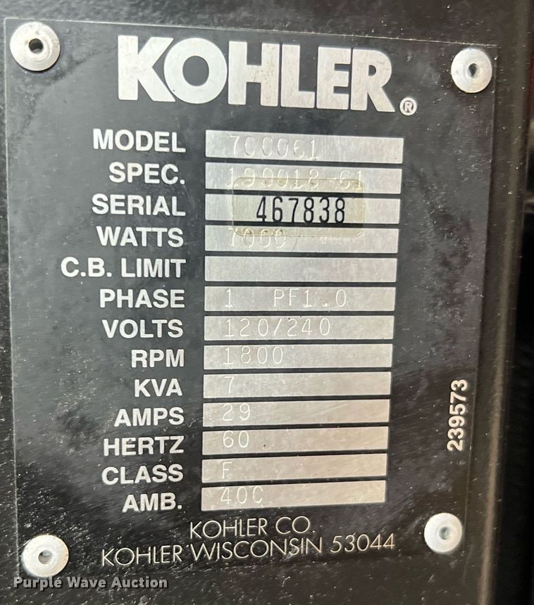 image for item NA9120 2003 Garrett Container Systems  generator