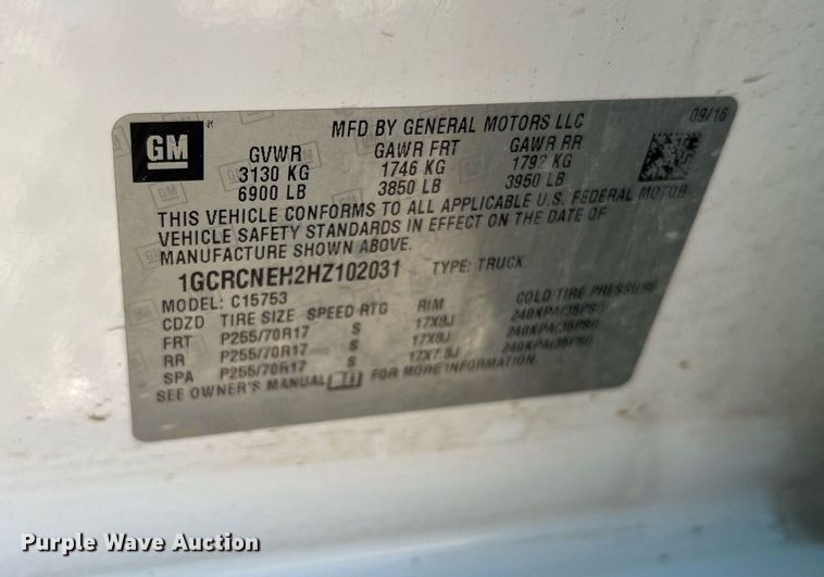 image for item NA9127 2017 Chevrolet Silverado 1500  Double Cab pickup truck