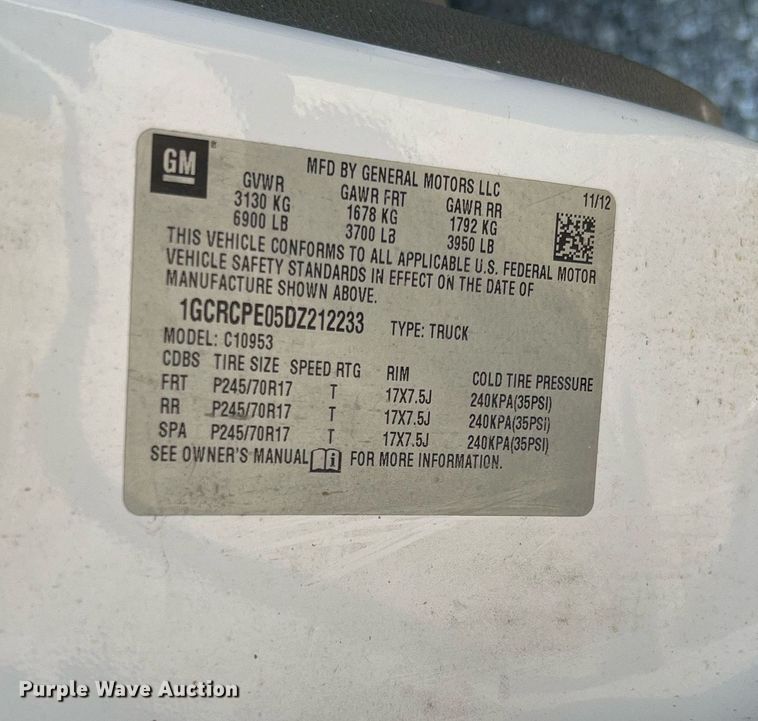 image for item NA9130 2013 Chevrolet Silverado 1500  Ext. Cab pickup truck