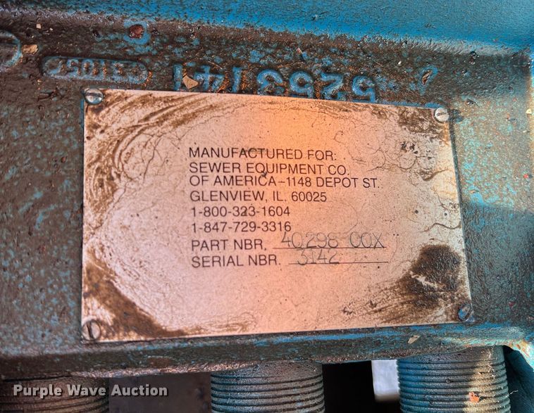 image for item NA9135 2004 Sewer Equipment of America 747-FR2000  sewer jetter trailer