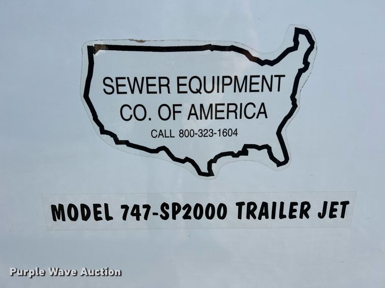image for item NA9135 2004 Sewer Equipment of America 747-FR2000  sewer jetter trailer