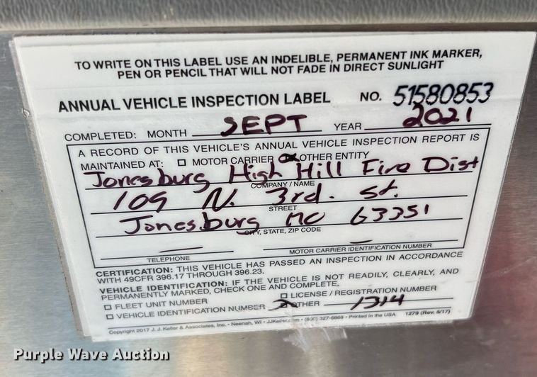 image for item NA9150 1999 American LaFrance Eagle  pumper fire truck