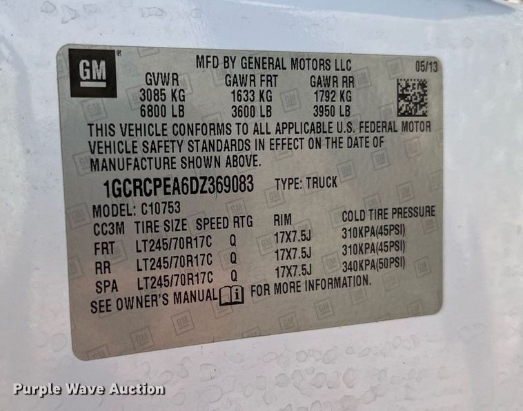 image for item NA9158 2013 Chevrolet Silverado 1500 Ext. Cab pickup truck