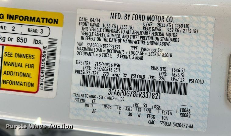 image for item NA9159 2014 Ford Fusion  Sedan