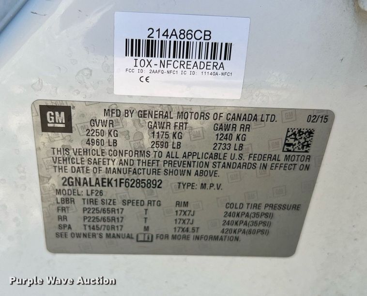 image for item NA9160 2015 Chevrolet Equinox  SUV