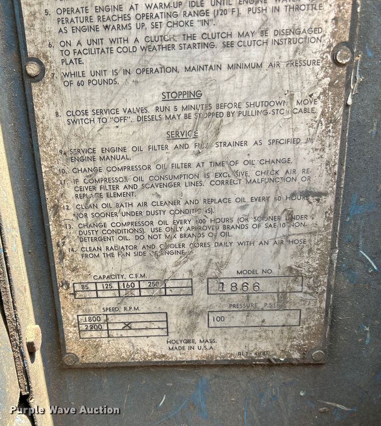 image for item NL9560 Worthington 1866  air compressor