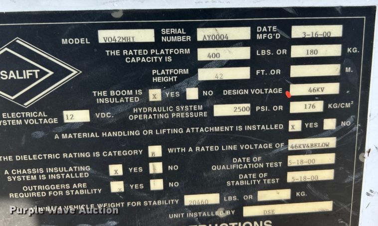 image for item NL9570 2000 Ford F750 XL Super Duty  bucket truck