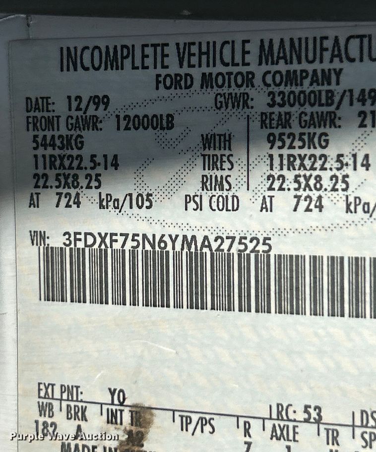 image for item NL9570 2000 Ford F750 XL Super Duty  bucket truck