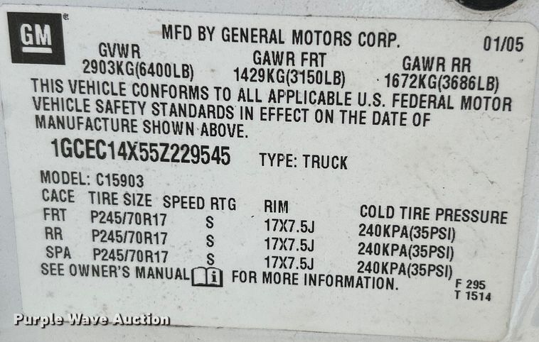 image for item NL9577 2005 Chevrolet Silverado 1500  pickup truck