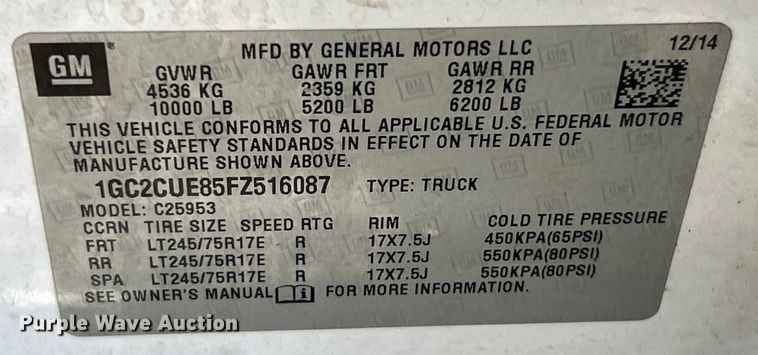 image for item NL9579 2015 Chevrolet Silverado 2500HD  Double Cab utility bed pickup truck