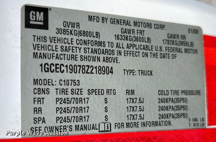 image for item NL9580 2008 Chevrolet Silverado 1500  Ext. Cab pickup truck