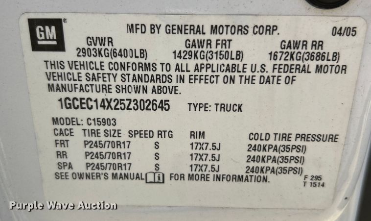 image for item NL9582 2005 Chevrolet Silverado 1500  pickup truck