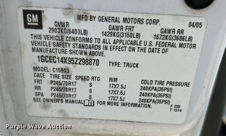 image for item NL9583 2005 Chevrolet Silverado 1500  pickup truck