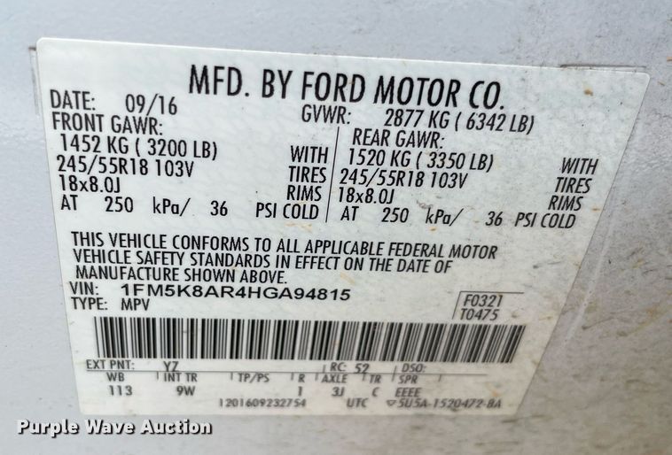 image for item NT9451 2017 Ford Explorer Police Interceptor  SUV