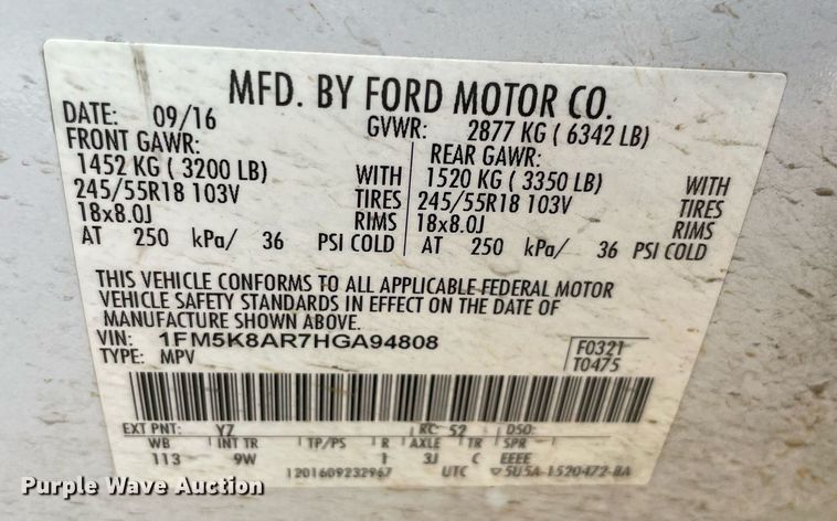 image for item NT9452 2017 Ford Explorer Police Interceptor  SUV