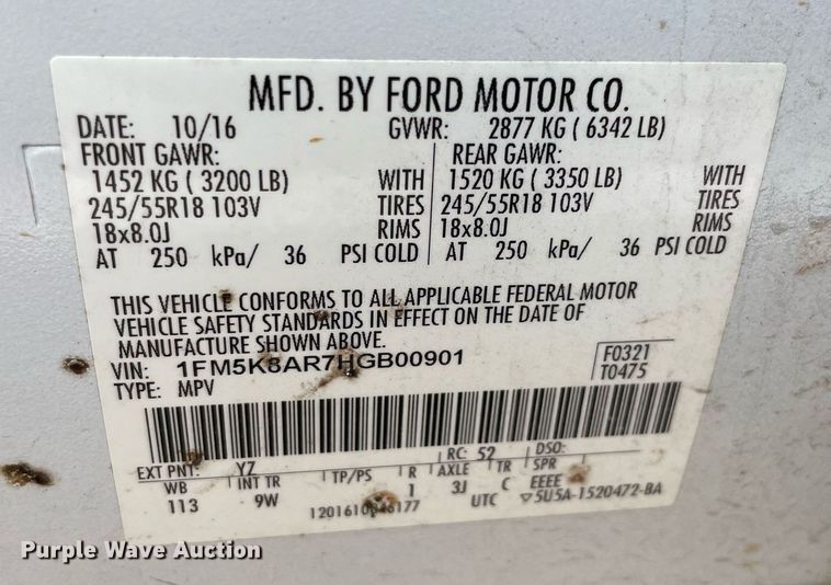 image for item NT9460 2017 Ford Explorer Police Interceptor  SUV