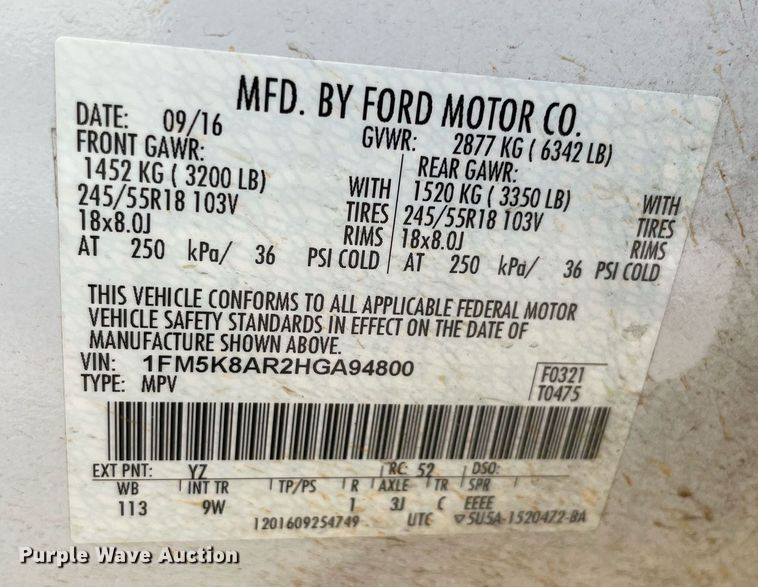 image for item NT9462 2017 Ford Explorer Police Interceptor  SUV