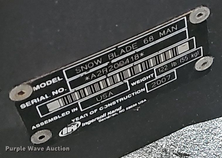 image for item NT9974 (2) Ingersoll Rand 68"W snow plow