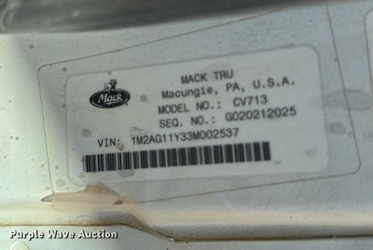 image for item OC9195 2003 Mack CV713 Granite dump truck