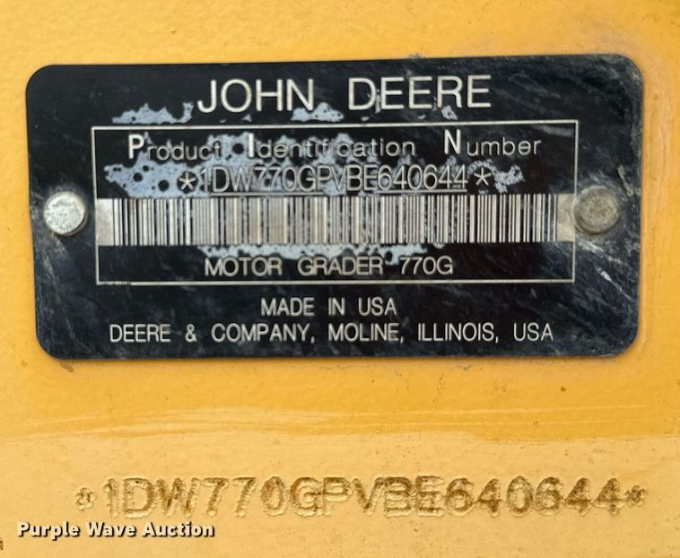 image for item OG9165 2012 John Deere 770 GP motor grader
