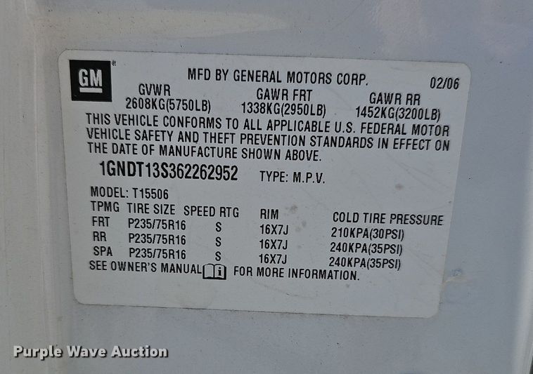 image for item OG9301 2006 Chevrolet Trailblazer LS SUV