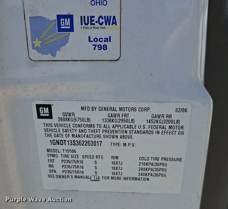 image for item OG9302 2006 Chevrolet Trailblazer LS SUV