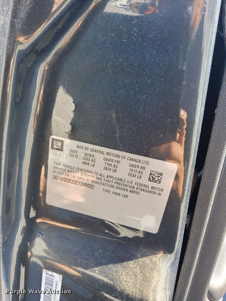 image for item OG9314 2012 Chevrolet  Impala Police Cruiser 