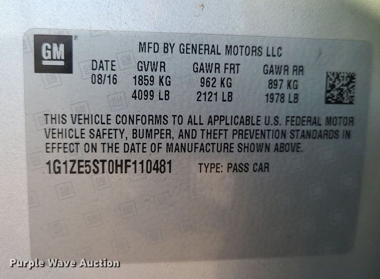 image for item DI3013 2017 Chevrolet Malibu LT