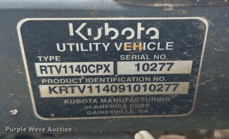 image for item DI7975 2009 Kubota RTV1140CPX  utility vehicle