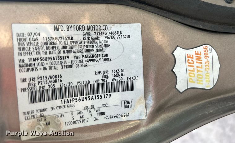 image for item DJ6274 2005 Ford Taurus SEL