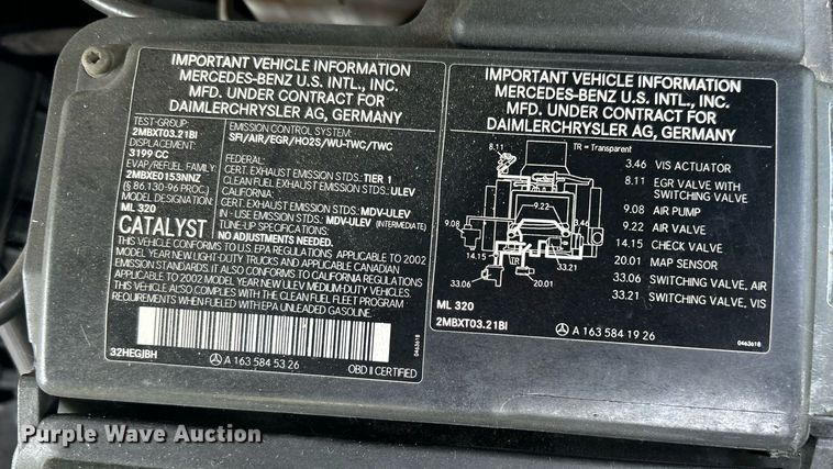 image for item DJ6275 2002 Mercedes Benz ML320  SUV