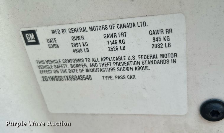 image for item DJ6280 2006 Chevrolet Impala Police