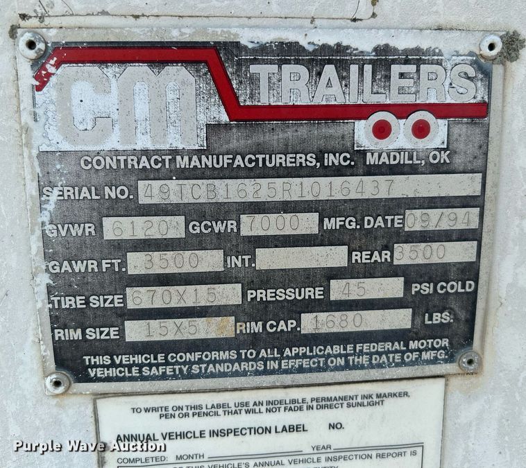 image for item DJ6290 1994 CM  enclosed cargo trailer
