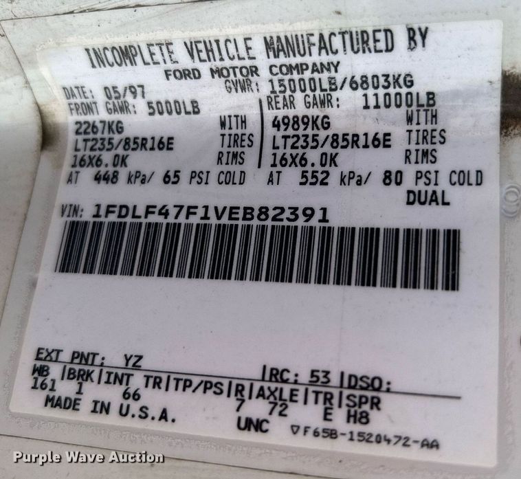 image for item DJ6297 1997 Ford F450 Super Duty  dump truck