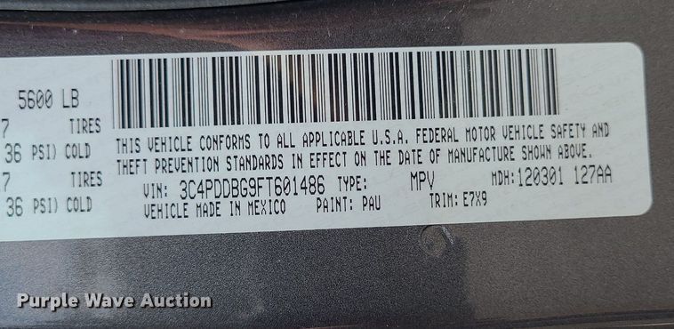 image for item DK4063 2015 Dodge Journey SXT  SUV