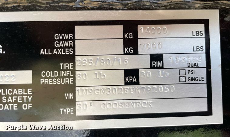 image for item DM0302 2023 MC Trailers Mfg.  equipment trailer