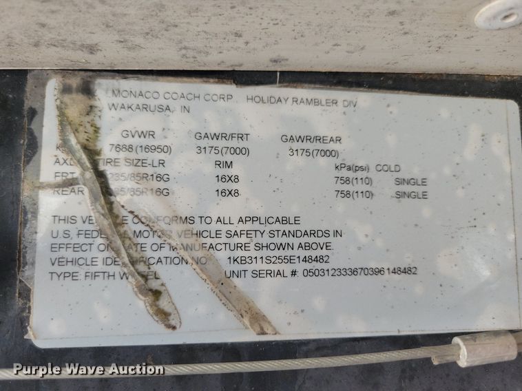 image for item DN4105 2005 Holiday Rambler Presidential  camper