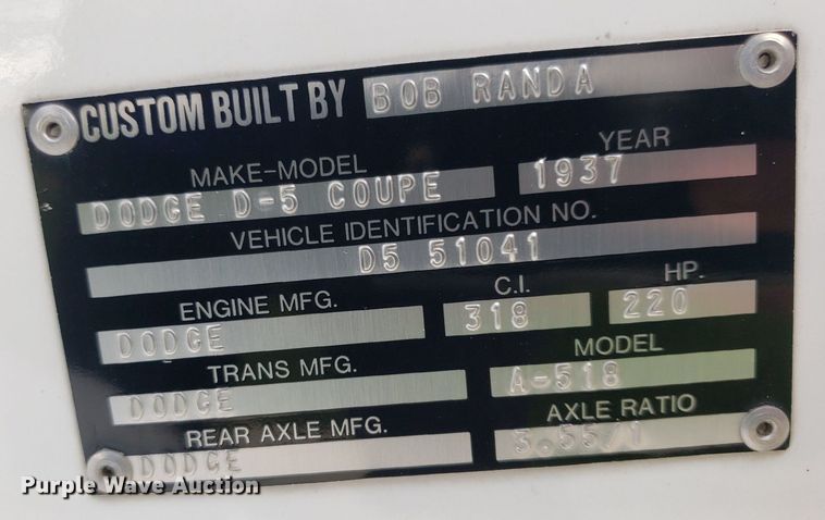 image for item DO3027 1937 Dodge D5 