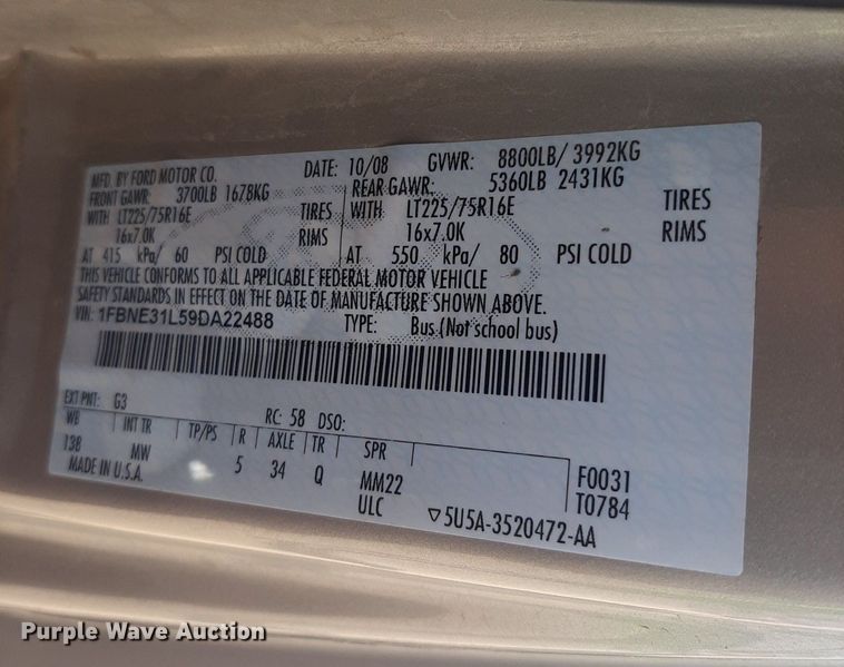 image for item DO3075 2009 Ford E350  van