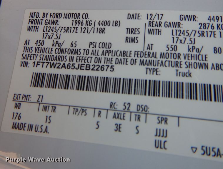 image for item DO3086 2018 Ford F250 Super Duty XL Crew Cab pickup truck