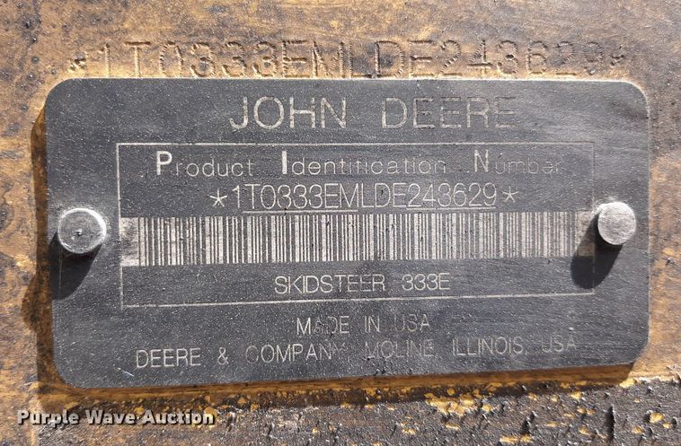 image for item DO3116 2013 John Deere 333E  tracked skid steer loader