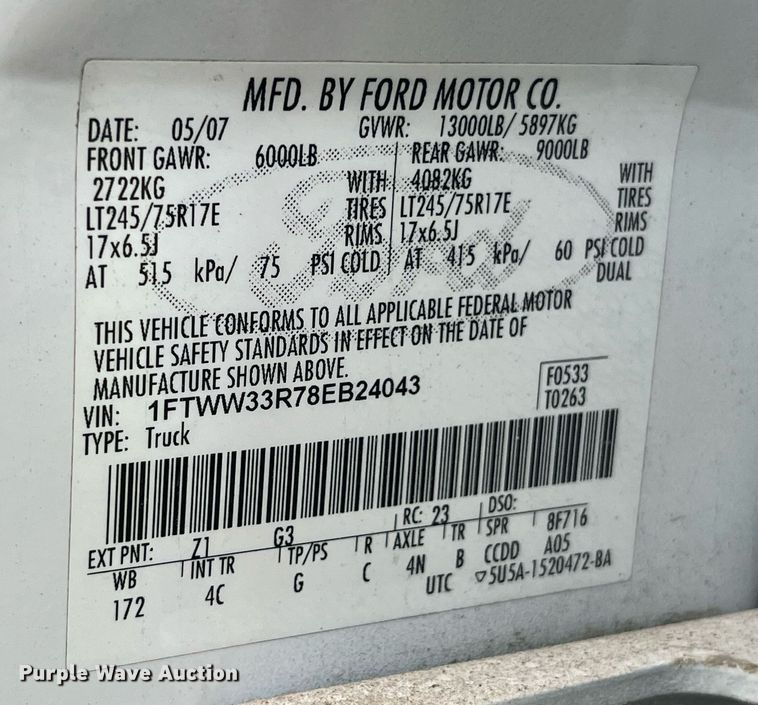 image for item DP2053 2008 Ford F350 Lariat Super Duty  Crew Cab pickup truck