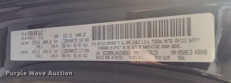 image for item DP3404 2019 Dodge Ram 3500HD Limited  Crew Cab pickup truck