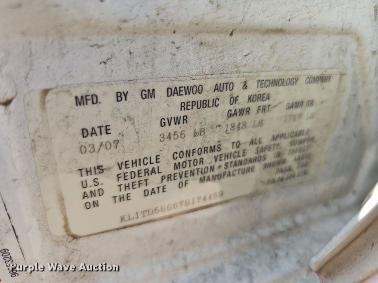 image for item DQ0200 2007 Chevrolet  Aveo