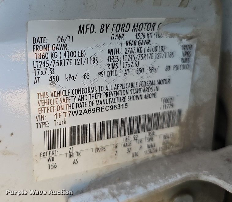 image for item DQ0271 2011 Ford F250 Super Duty  Crew Cab pickup truck
