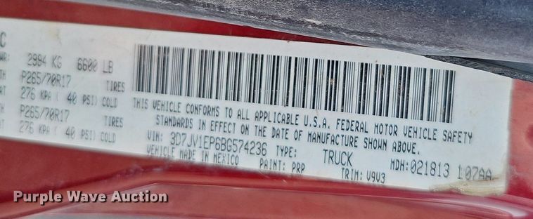 image for item DQ0273 2011 Dodge Ram 1500  pickup truck