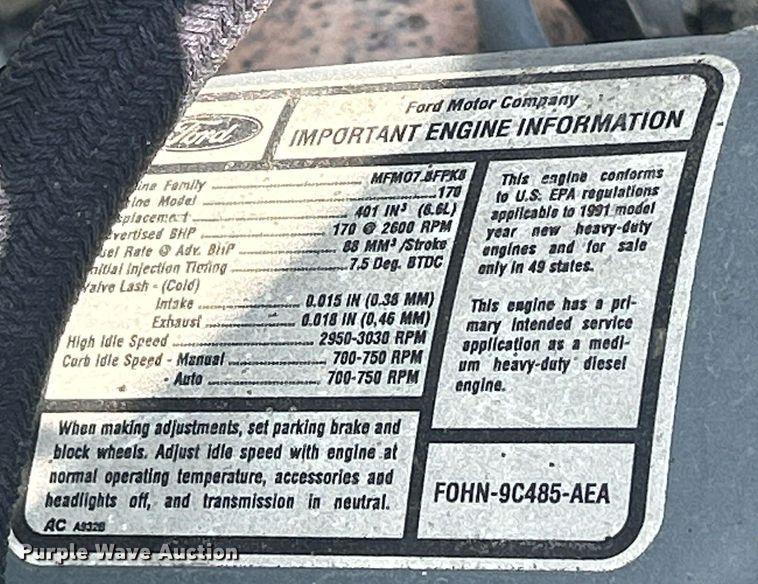 image for item DQ0910 1993 Ford L7000  refuse truck